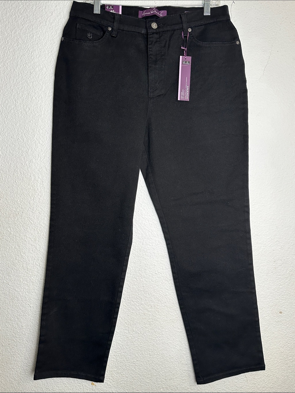 NEW Gloria Vanderbilt Amanda Jeans Womens 14‎ Short Black Tapered Mid Rise